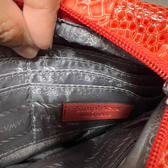 Simply Vera Vera Wang~Salmon~Faux Leather~Clutch~Wristlet~Wallet~Bag - Picture 4 of 7